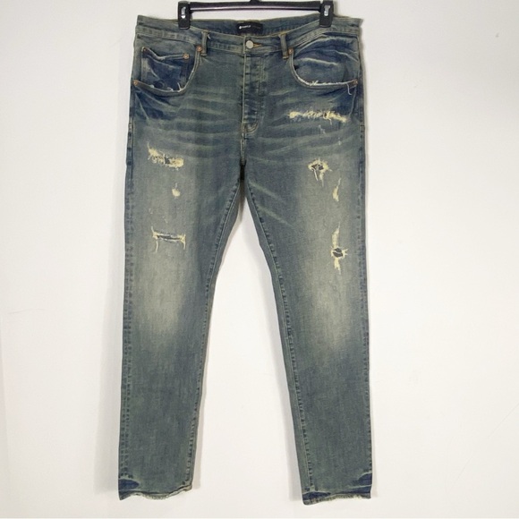 PURPLE BRAND Destroyed Patch Skinny Jean 40 - Picture 3 of 15